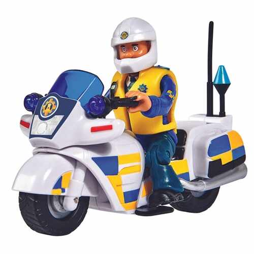Motocicleta Fireman Sam Police cu Figurina Malcolm si Accesorii