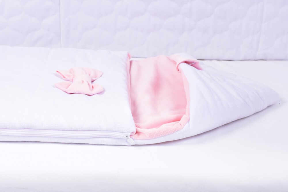 Saculet de dormit gros velvet alb si roz 80x45 cm tog 2,5