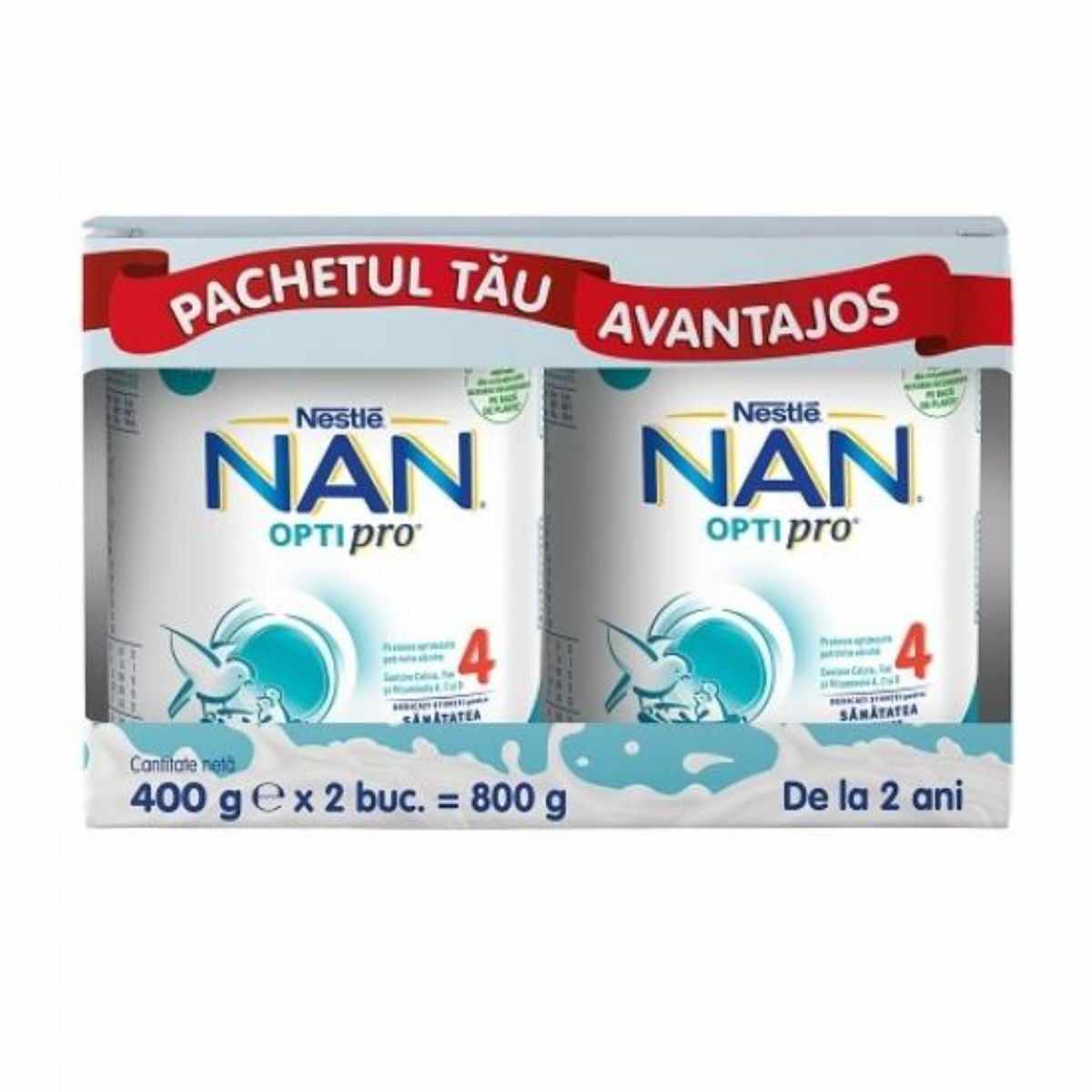 Pachet Nestle, Nan 4 OptiPro, 2 x 400 g