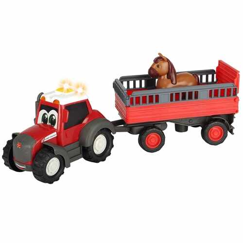 Set Tractor Happy Ferguson Animal Trailer cu Remorca si Figurina Cal