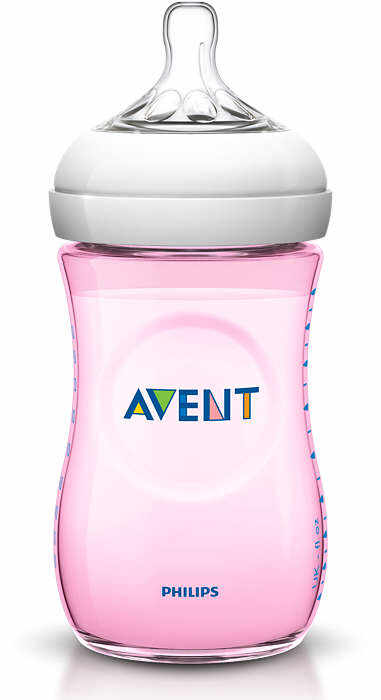 Biberon polipropilena cu tetina silicon Avent Natural 260 ml pink