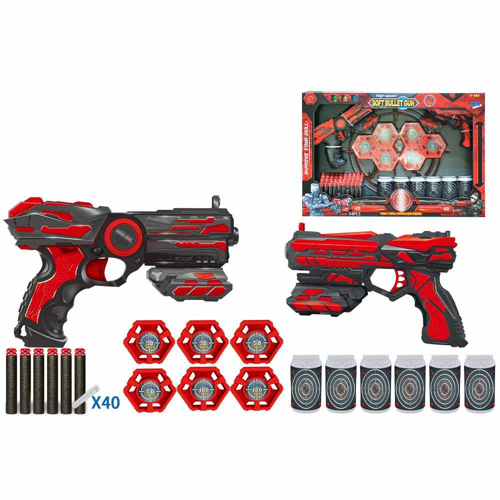 Set 2 blastere cu 40 proiectile si tinte Ocie Red Guns