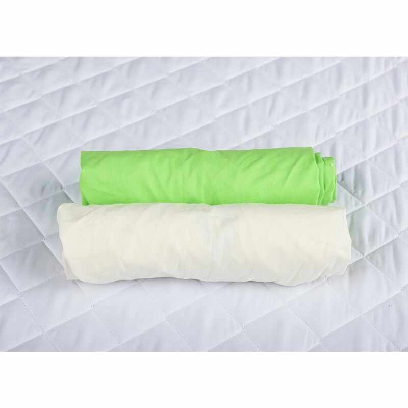 Set 2 x cearceaf cu elastic pentru patut de 140x 70 cm verde+alb