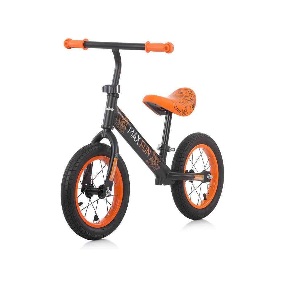 Bicicleta fara pedale unisex 12 inch Chipolino Max Fun Portocaliu