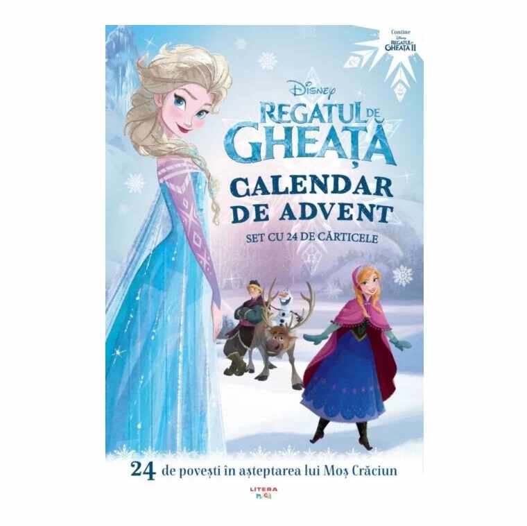 Calendar de advent Frozen Regatul de gheata set cu 24 carticele in asteptarea lui Mos Craciun