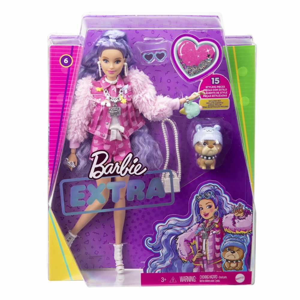 Papusa Barbie Extra cu par lung mov