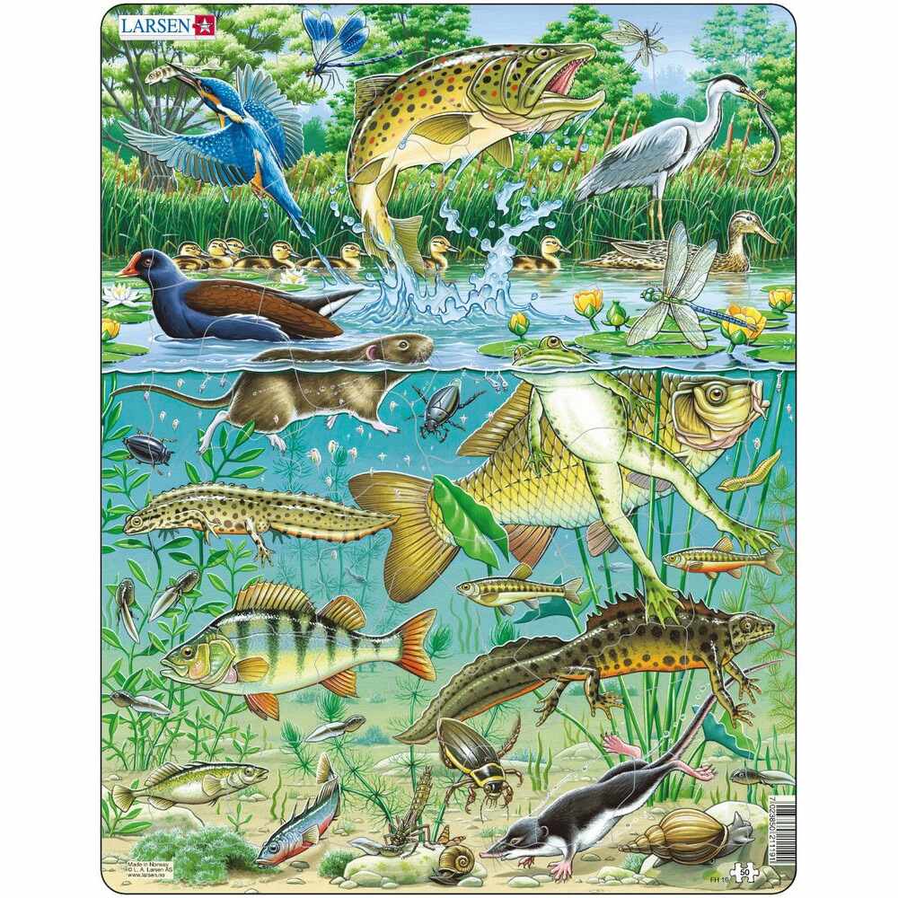 Puzzle 50 piese - Maxi - Animals in the Pond | Larsen