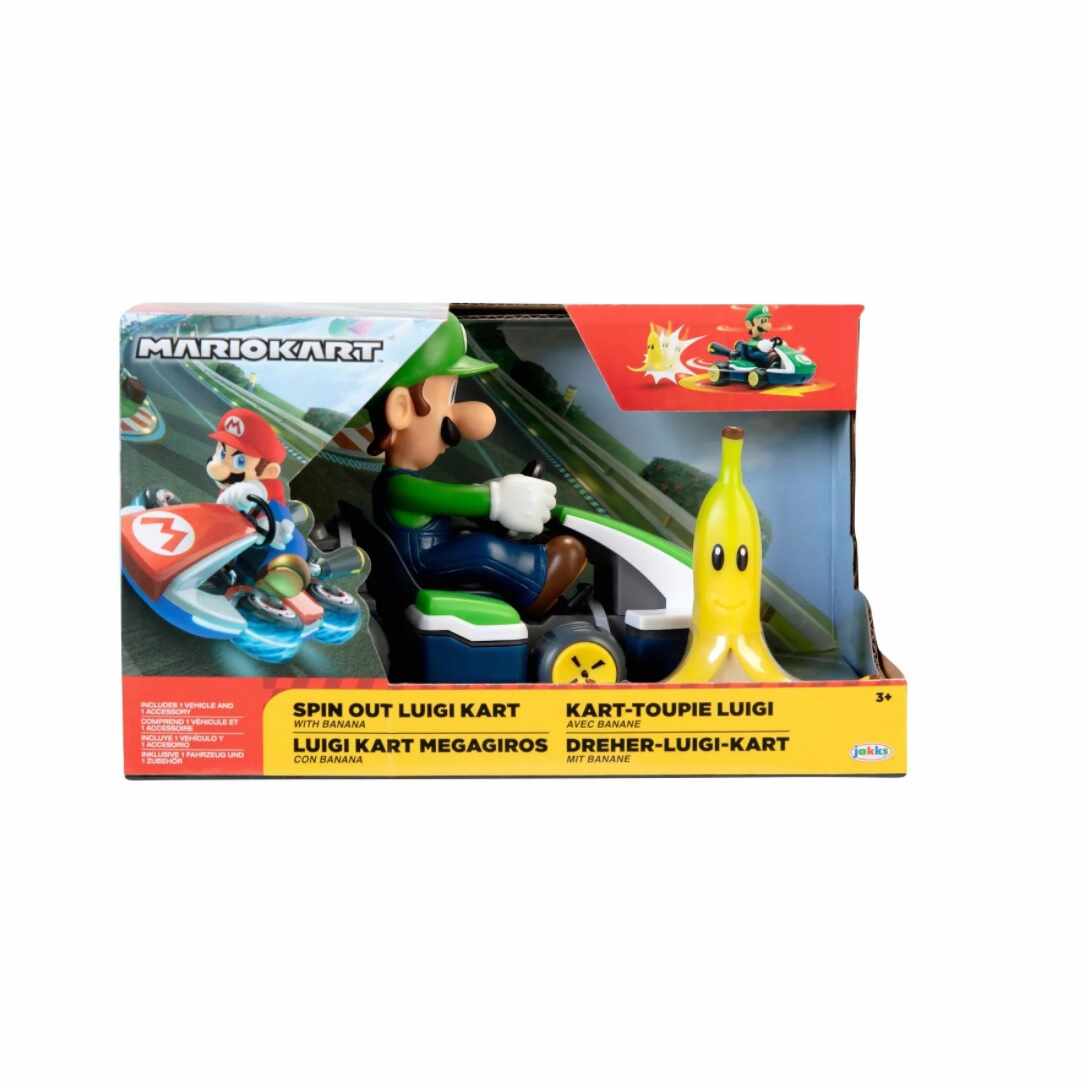 Masina cu figurina Spin Out Mario Kart Luigi