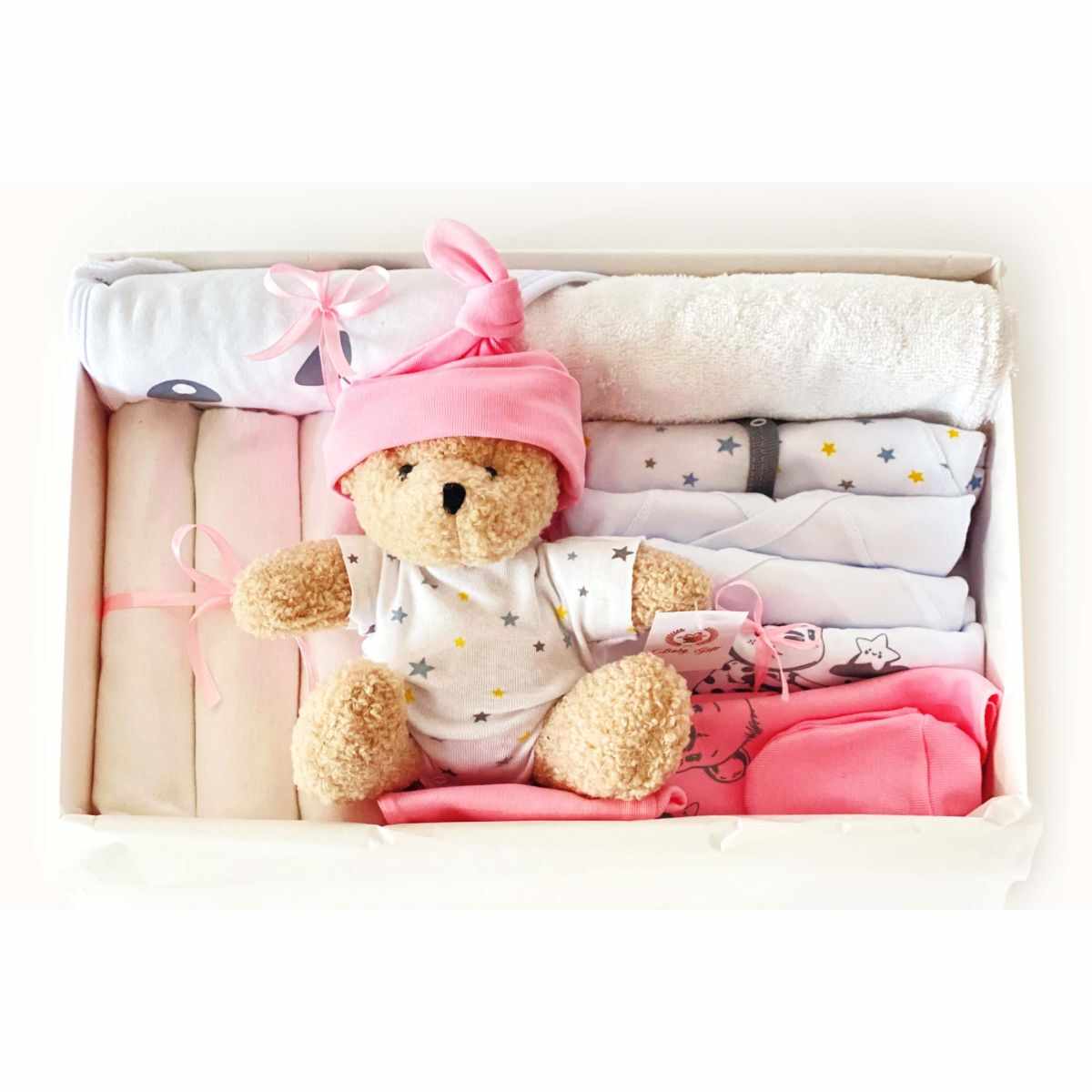 Set cadou bebelusi, Baby Gift, Premium Star Pink cu 20 de produse