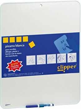 Tablita pentru scris Clipper, 25.5 x 18 cm + marker, alba