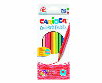 Creioane colorate Carioca, hexagonale, 12 culori