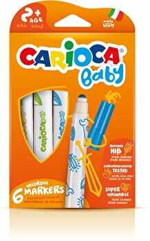 Carioca super lavabila Carioca Baby, varf rotunjit special, 6 culori