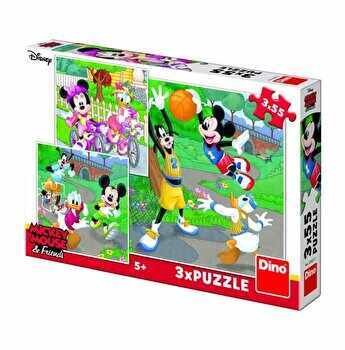 Puzzle 3 in 1 - Mickey si Minnie sportivii, 55 piese