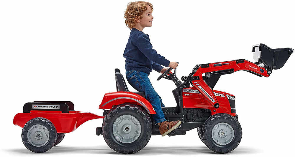 Tractor pentru copii Falk 4010AM cu remorca si incarcator frontal rosu