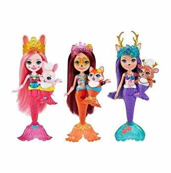 Set 3 papusi sirene Felicity Fox, Danessa Deer si Bree Bunny, Enchantimals Royal Ocean Kingdom, Mattel