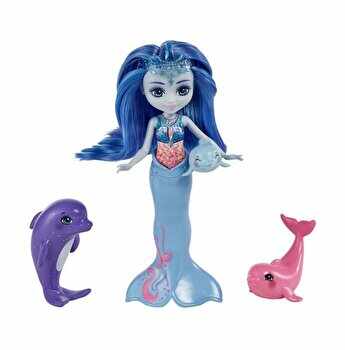 Set de joaca Dolinda Dolphin si familia de delfini, Enchantimals Royal Ocean Kingdom, Mattel