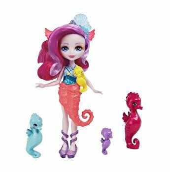 Set de joaca Sedda Seahorse si familia de caluti de mare, Enchantimals Royal Ocean Kingdom, Mattel