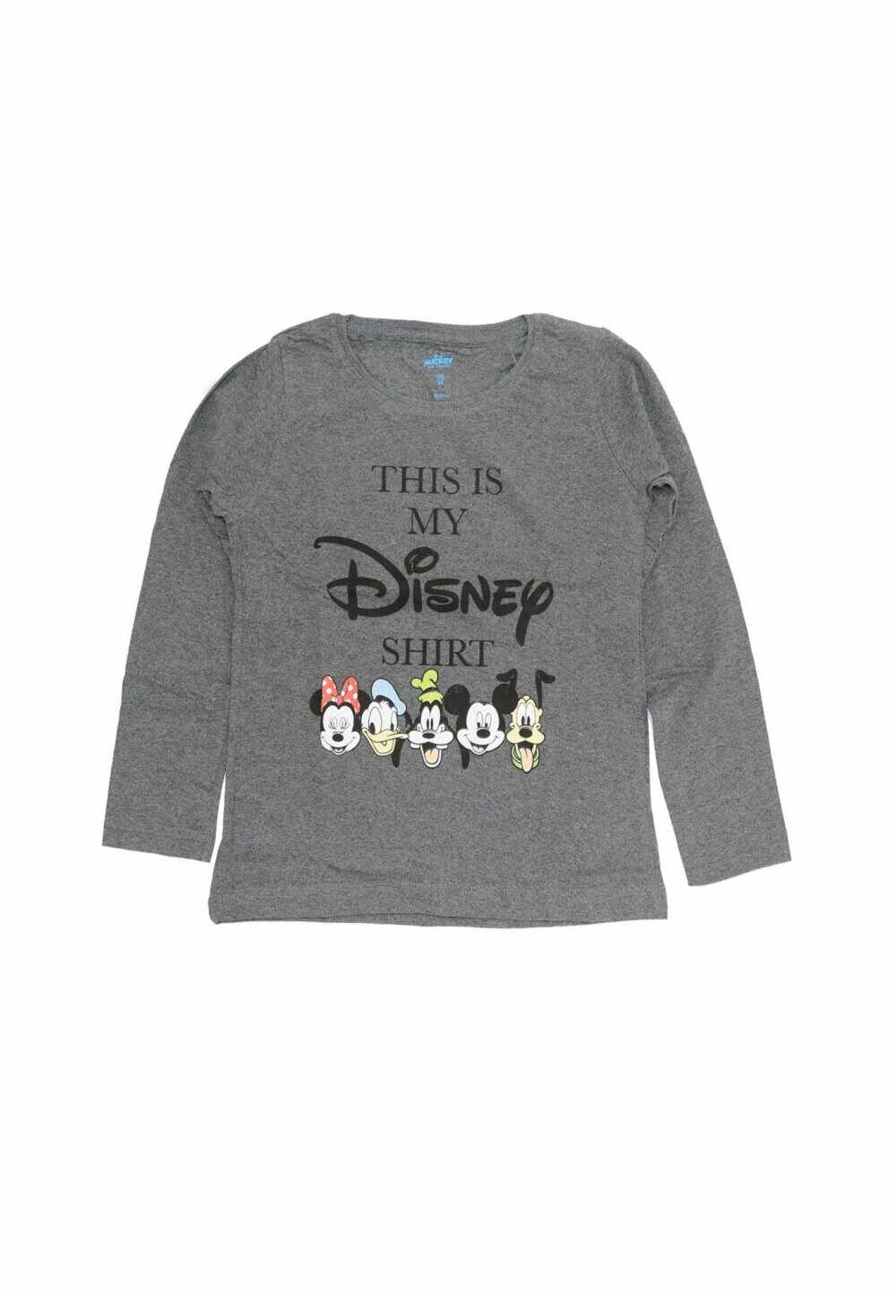 Bluza bumbac, cu imprimeu, This is my Disney shirt, gri