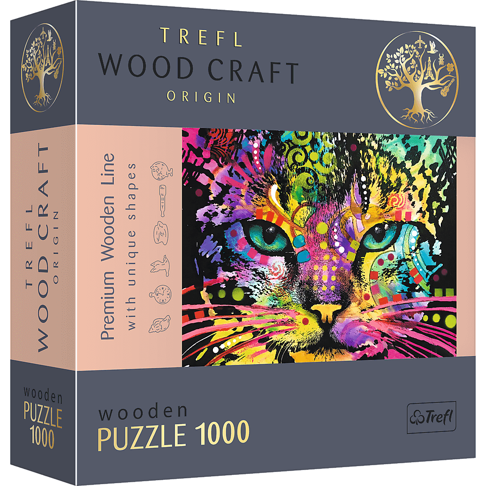 Puzzle din lemn - Colorful Cat | Trefl