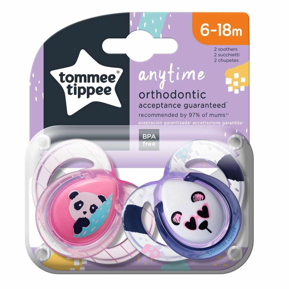 Set 2 suzete ortodontice Tommee Tippee Anytime Roz 6-18 luni