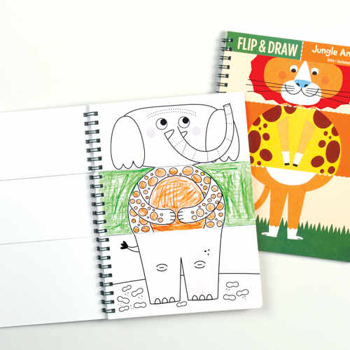 Carte de colorat - Jungle Animals Flip and Draw | 