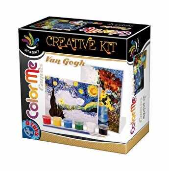 Joc creativ D-Toys Color Me Canvas Van Gogh - Starry Night - Flowers in Blue Vase
