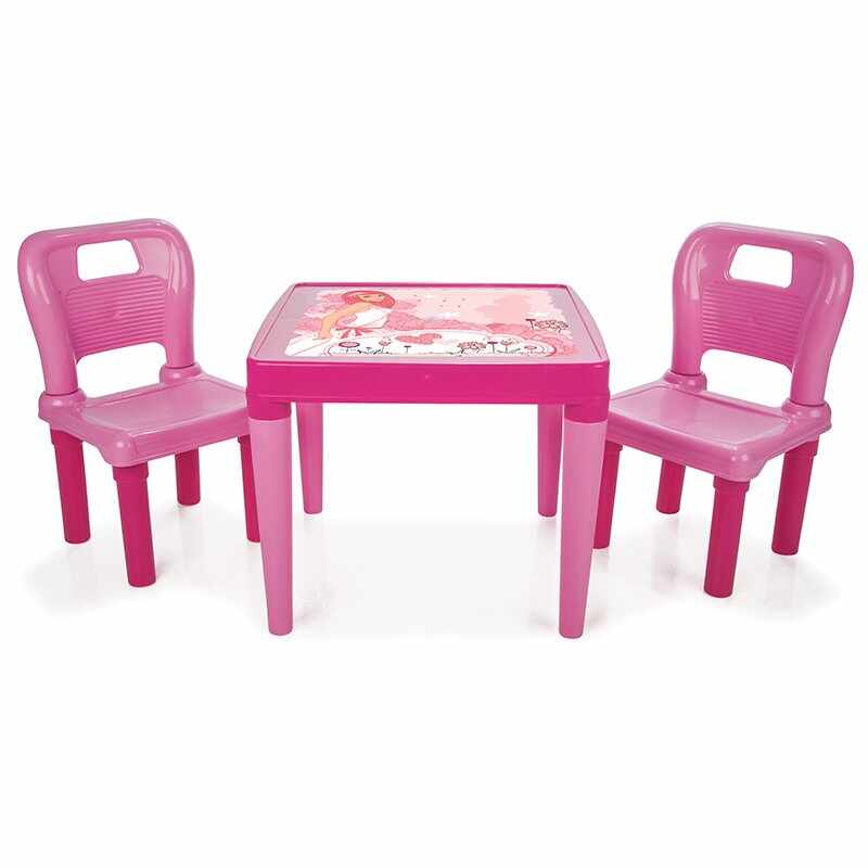 Masuta cu doua scaunele Study Table Pink