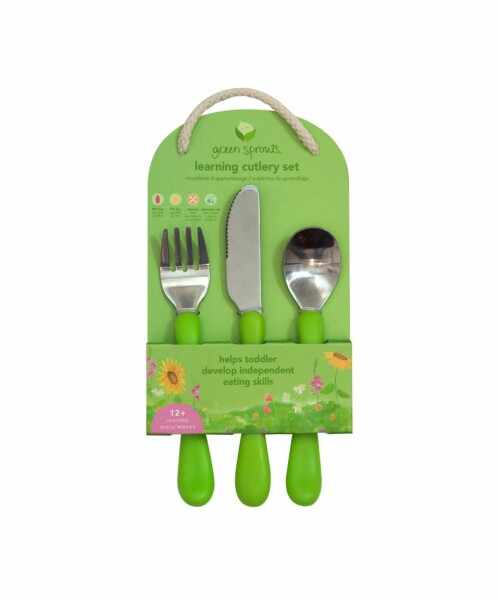 Set tacamuri de invatare Learning Cutlery Green Sprouts iPlay Aqua
