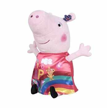 Jucarie de plus Play by Play Peppa Pig cu rochie din satin - Just so Happy, 17 cm