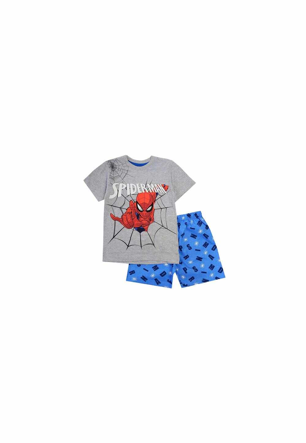 Pijama vara, 93% bumbac, Figurine Spider Man, gri