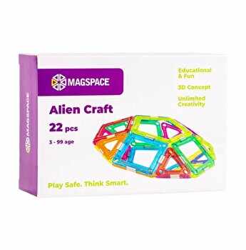 Set de constructie magnetic Magspace Alien Craft, 22 piese