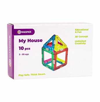 Set de constructie magnetic Magspace My House, 10 piese