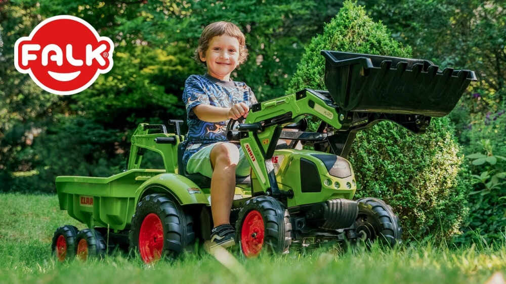 Tractor buldo-excavator cu pedale pentru copii Claas Falk 2070W