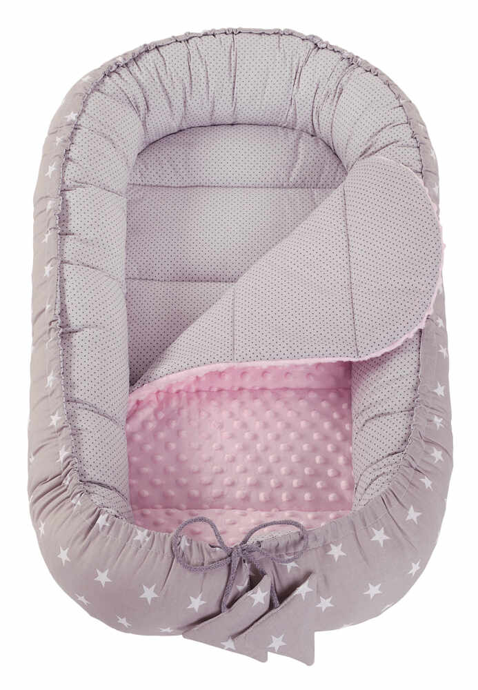 Babynest 2 in 1 din bumbac Solo Stars Pink