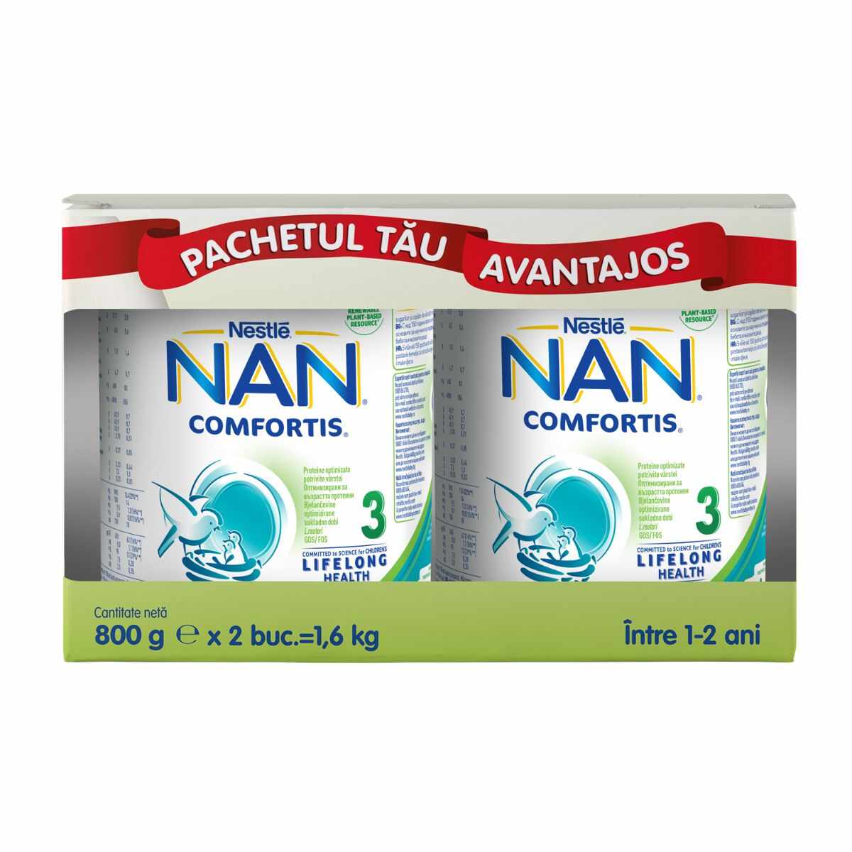 Lapte praf Nestle, NAN 3 Comfortis, de la 12 luni, 2 x 800 g