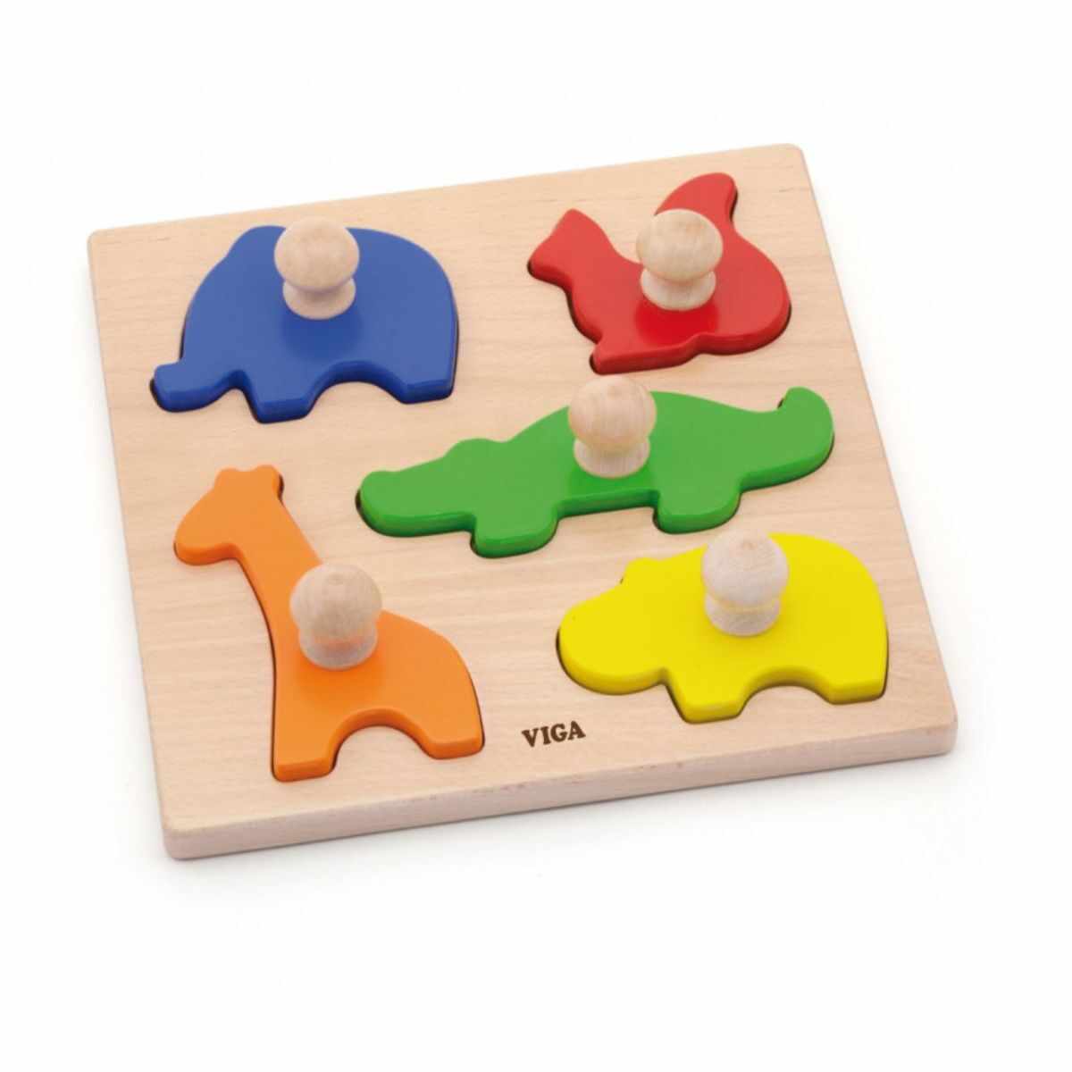 Puzzle Viga, Montessori cu maner, Animale