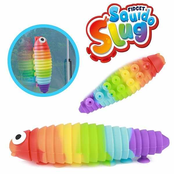 Jucarie antistres TToys cu ventuze Rainbow fidget Squido Slug