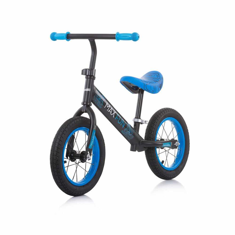 Bicicleta fara pedale pentru baieti 12 inch Chipolino Max Fun Albastru