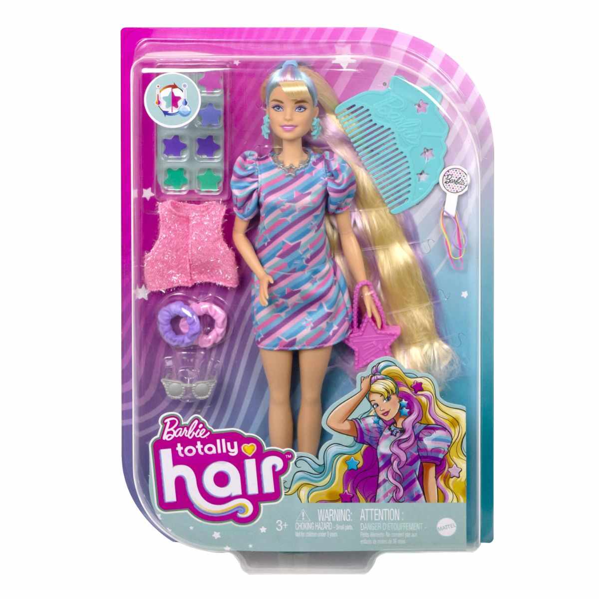 Papusa Barbie cu par lung si accesorii, Totally Hair Stars