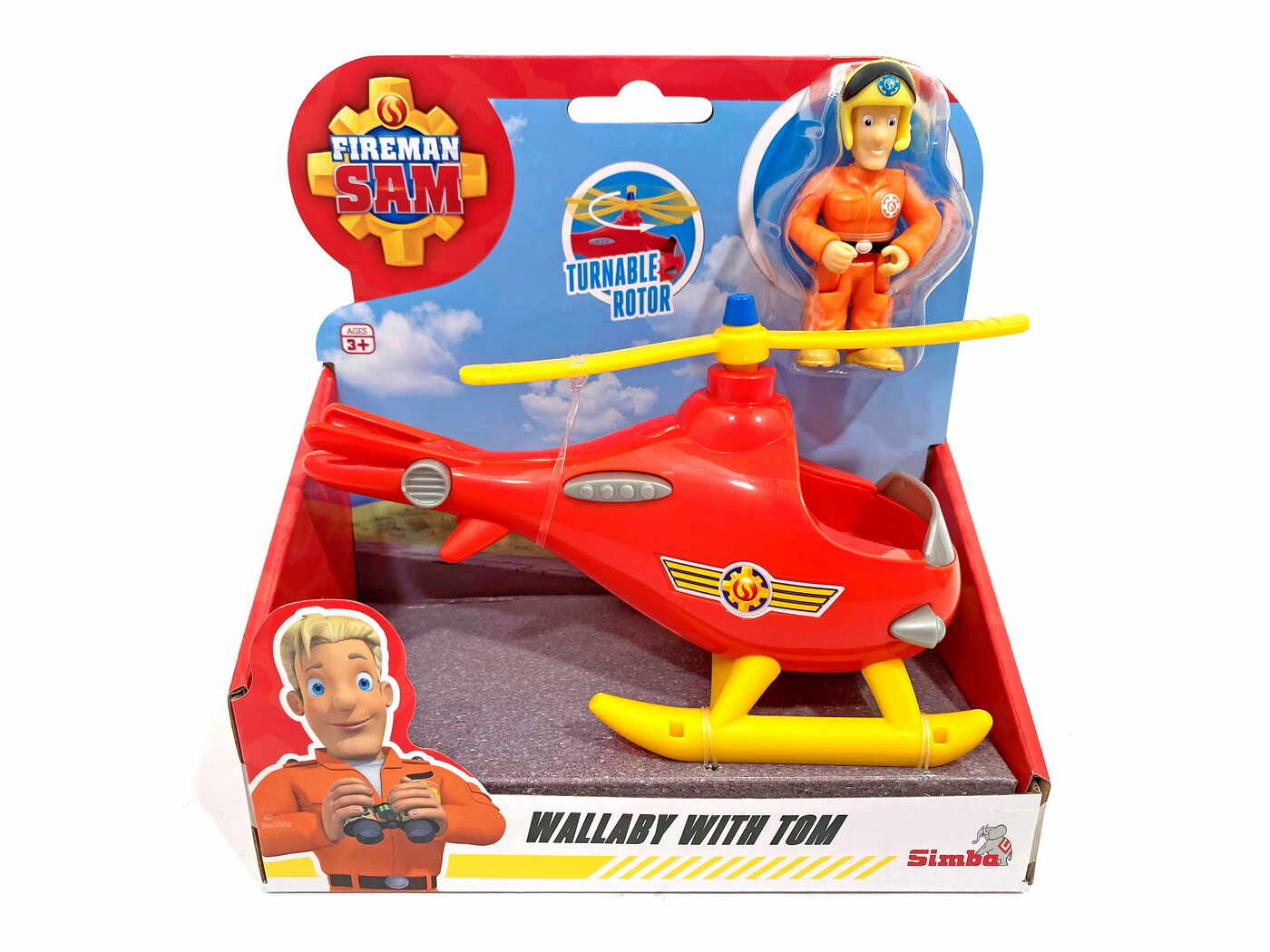 Elicopterul Wallaby cu figurina Tom Thomas Sam Pompierul