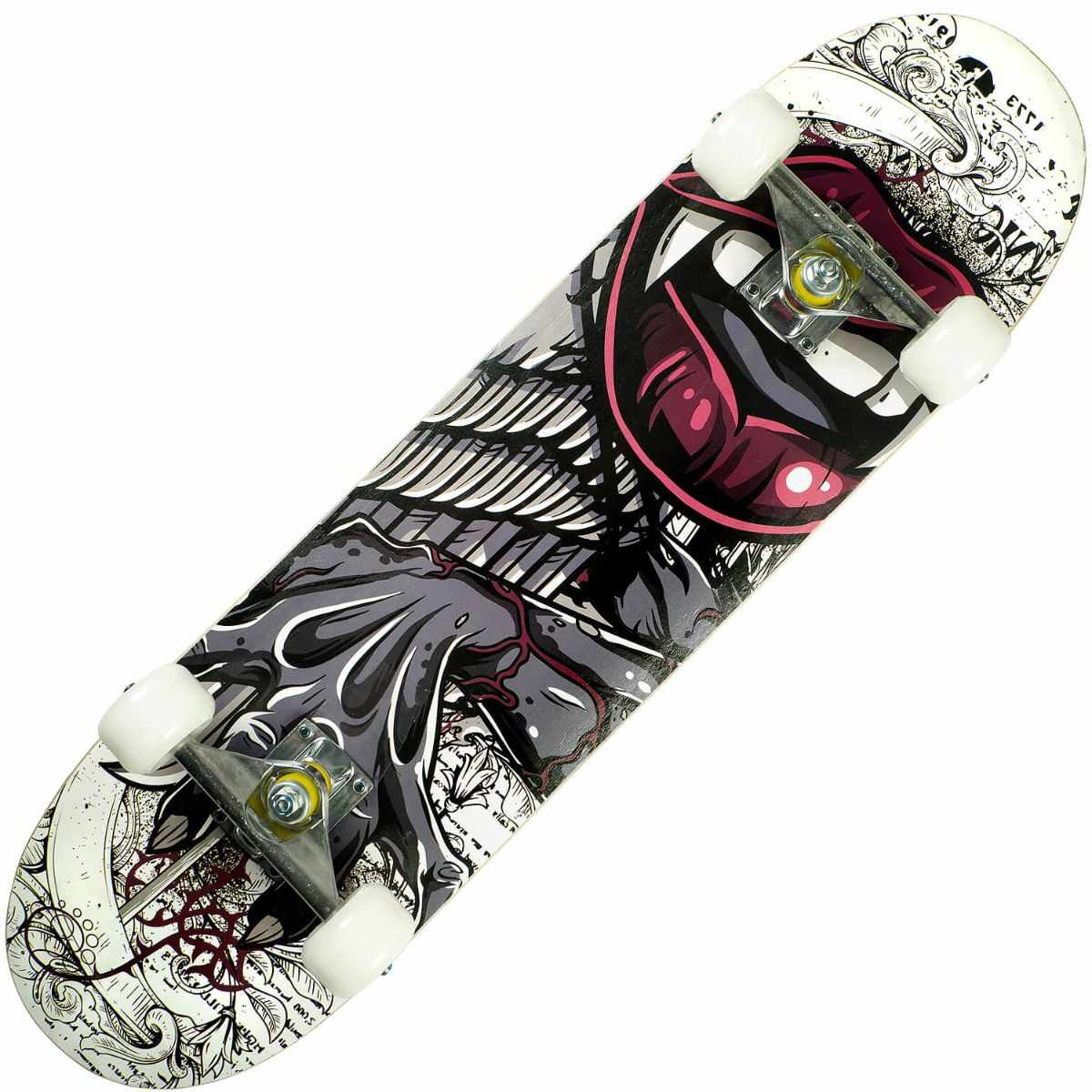 Skateboard Action One, ABEC-7 Aluminiu, 79 x 20 cm, Gri Vampire Lips