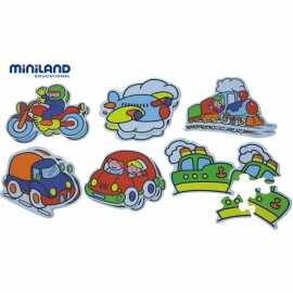 Miniland - Puzzle tematic cu mijloace de transport 3-5 piese