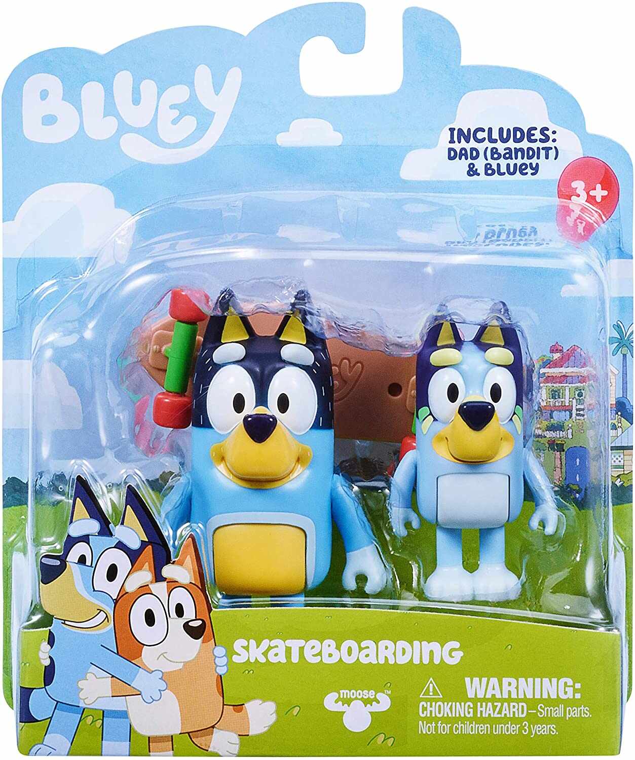 Set 2 figurine - Skateboarding - Bluey and Bandit | Moose Toys