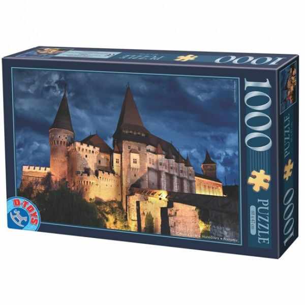 Puzzle 1000 piese - Imagini din Romania - Castelul Corvin Hunedoara - Noaptea | D-Toys