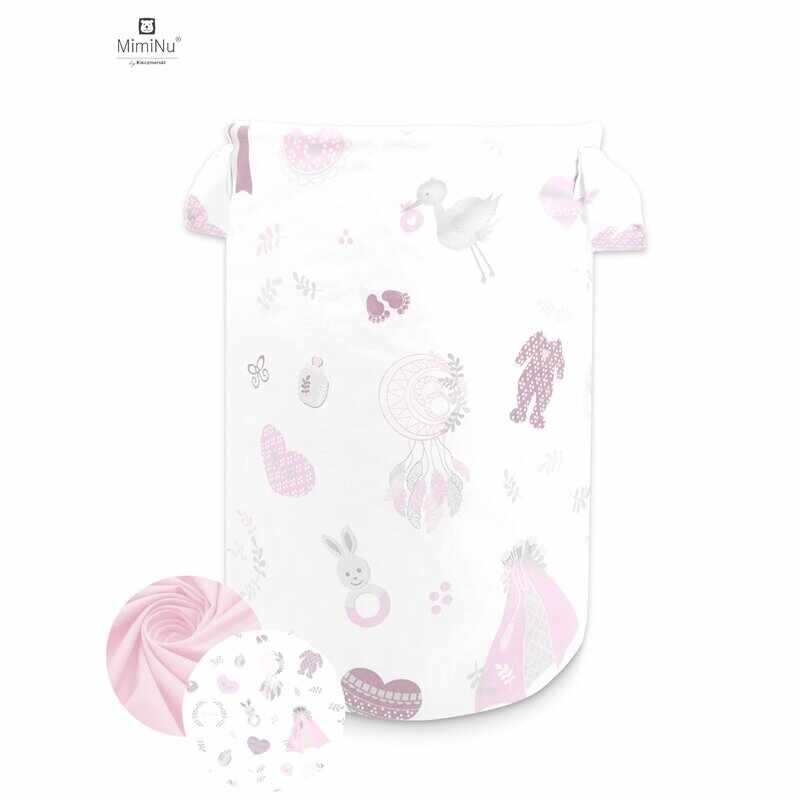 Cos rotund pentru depozitare jucarii 50x35 cm Baby Shower pink MimiNu