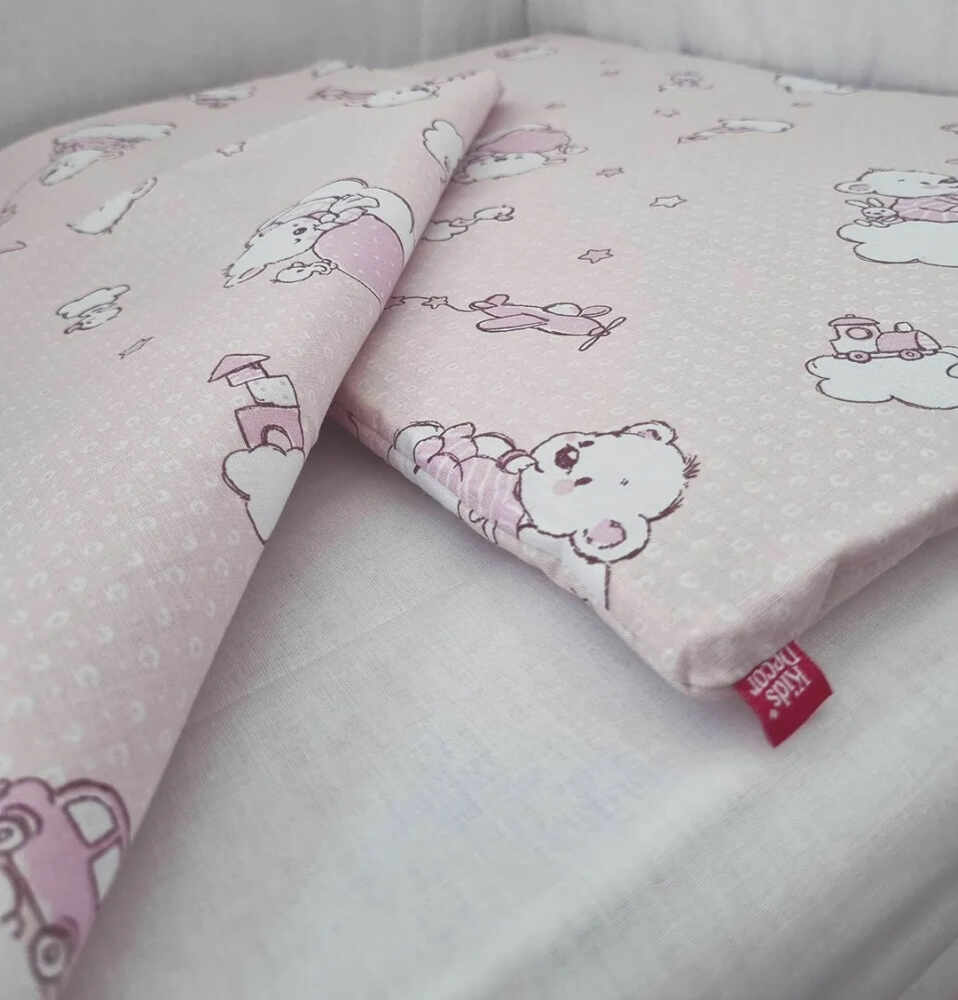 Lenjerie de pat pentru copii 4 piese Ursuletul Martinica roz 63x127 cm 110x125 cm