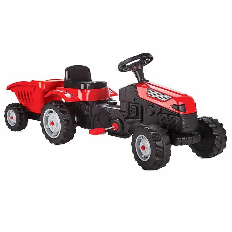 Tractor cu pedale si remorca Active Red