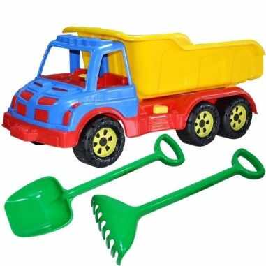 Camion pentru nisip cu lopata si grebla lungime 60 cm multicolor Robentoys