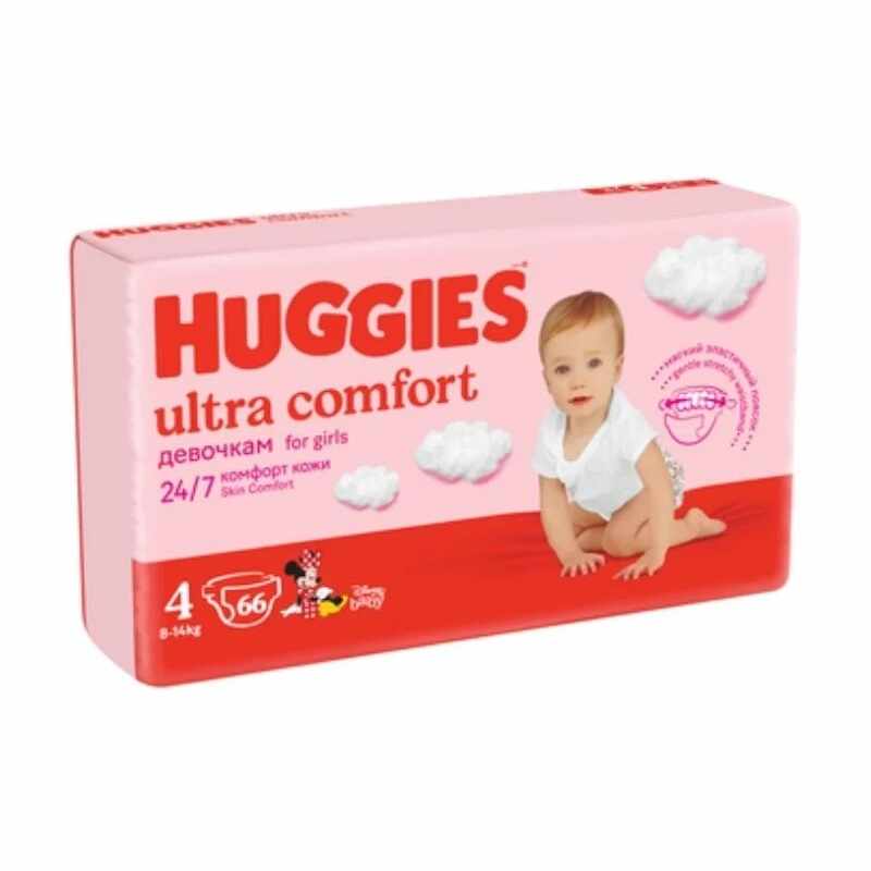 Scutece Huggies Ultra Confort Mega Pack 4 Girl 8-14 Kg 66 buc