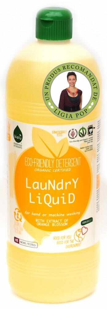 Detergent ecologic lichid pentru rufe albe si colorate portocale 1L